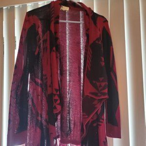 Boho Dark Red/Blue Women's Fringe Cardigan